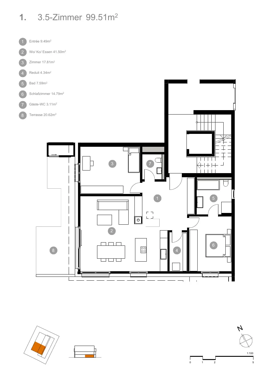 Grundriss Mülihof Wagenhausen, Wohnung 1