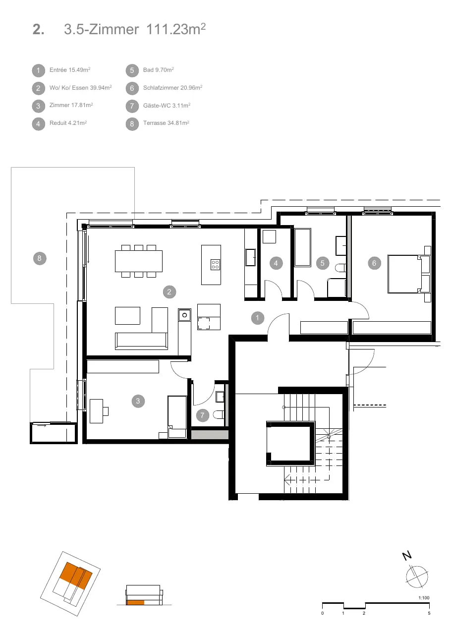 Grundriss Mülihof Wagenhausen, Wohnung 2