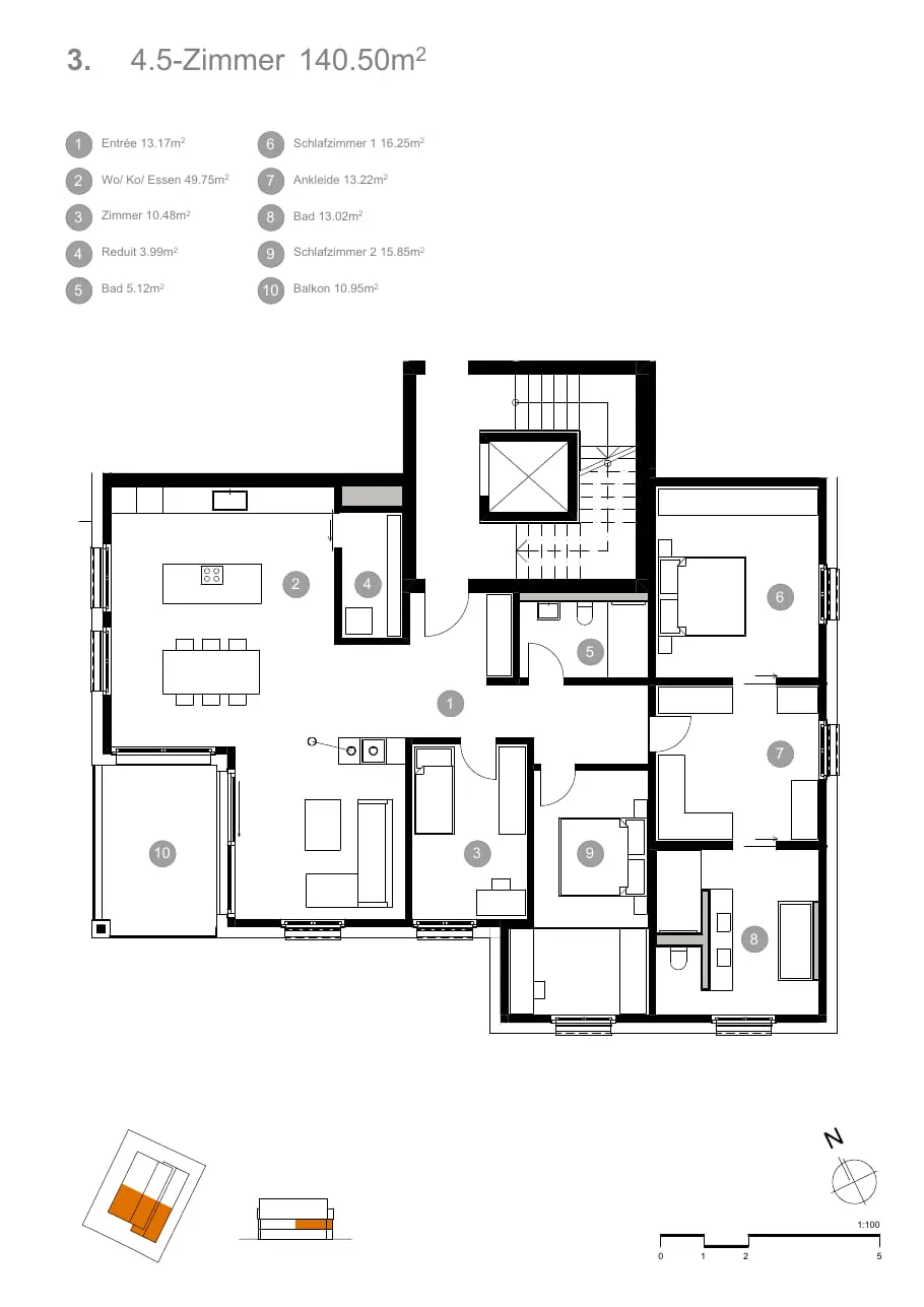 Grundriss Mülihof Wagenhausen, Wohnung 3