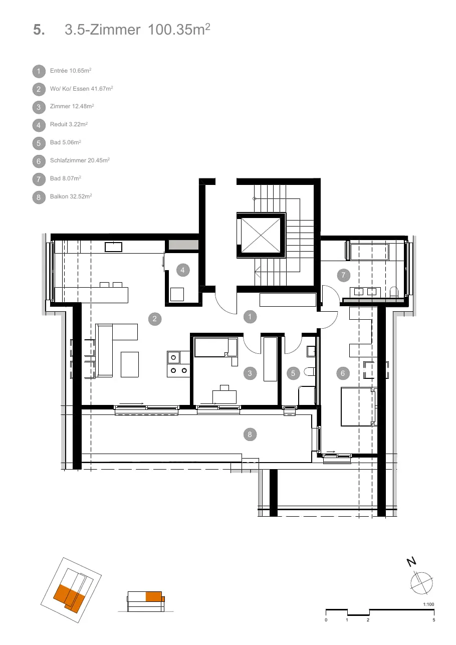 Grundriss Mülihof Wagenhausen, Wohnung 5