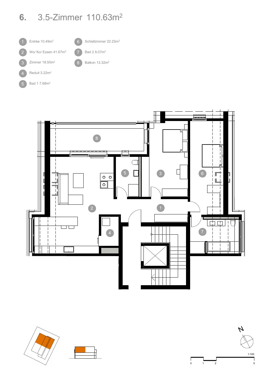 Grundriss Mülihof Wagenhausen, Wohnung 6