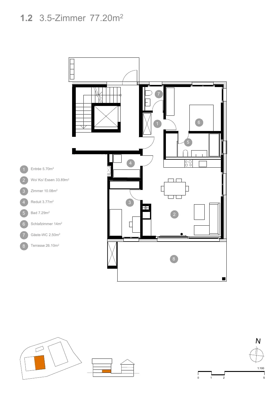 Grundriss Rössli Wäldi, Wohnung 1.2