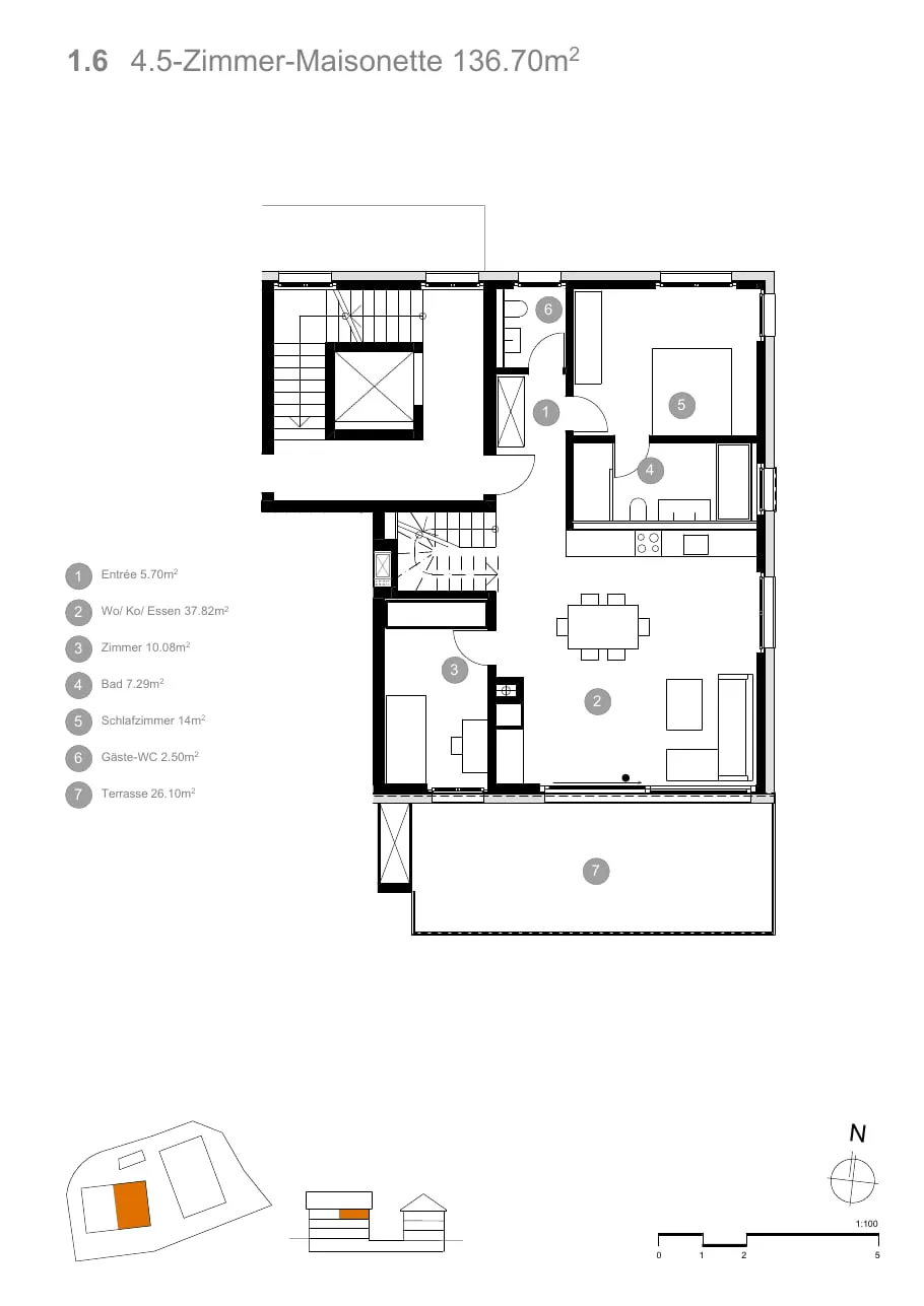 Grundriss Rössli Wäldi, Wohnung 1.6