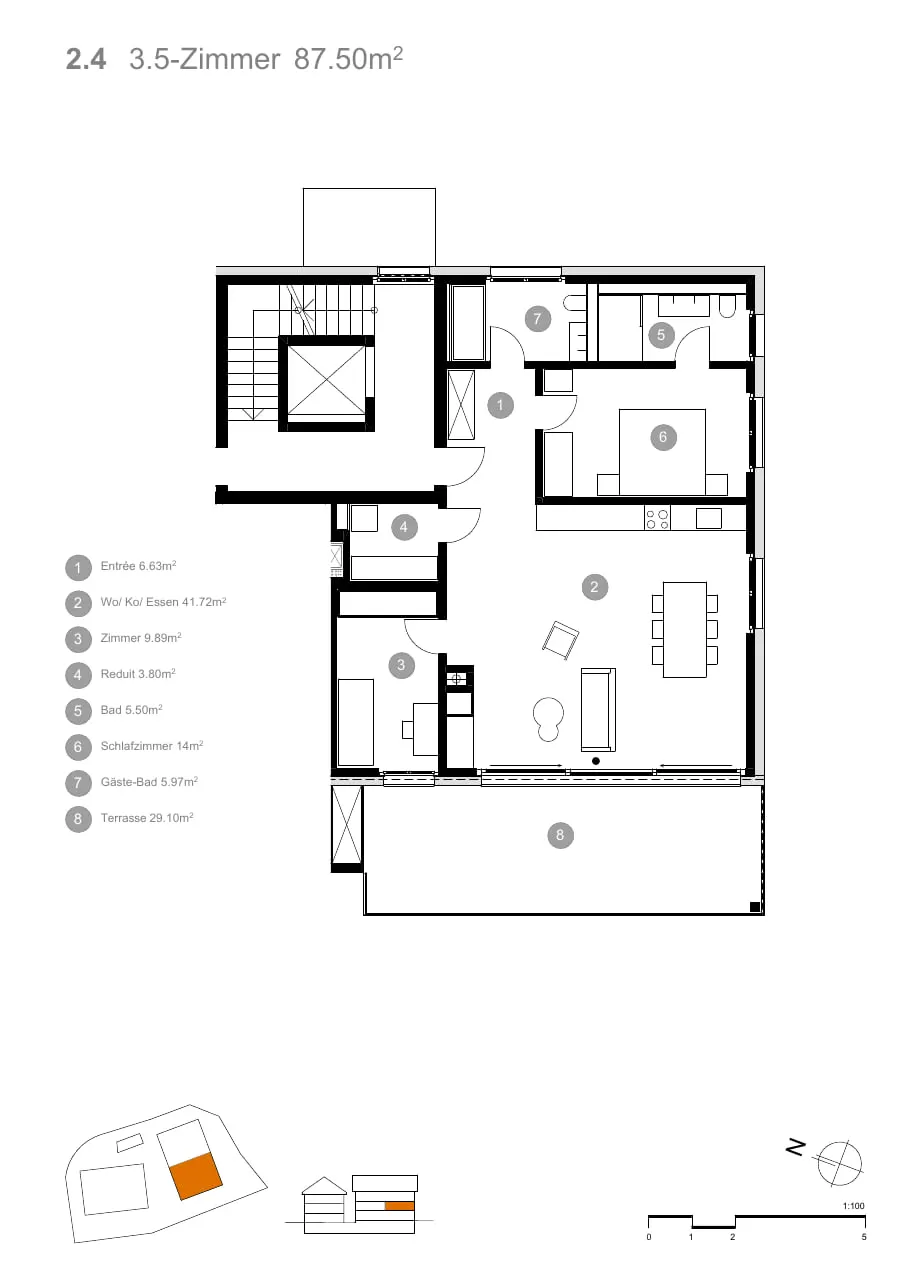 Grundriss Rössli Wäldi, Wohnung 2.4