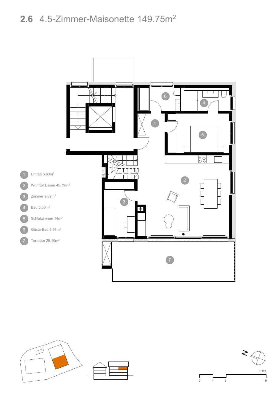 Grundriss Rössli Wäldi, Wohnung 2.6