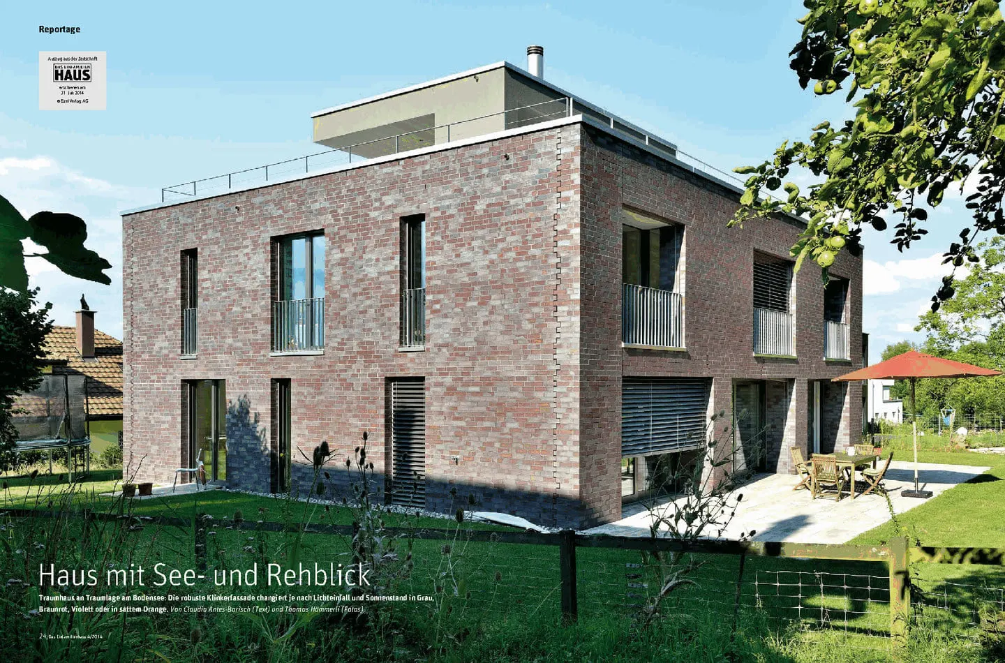 Pressebericht «Haus mit See- und Rehblick» in Das Einfamilienhaus 4/2014